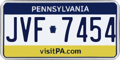 PA license plate JVF7454