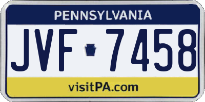 PA license plate JVF7458