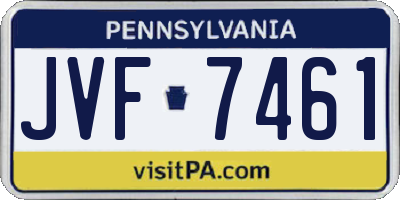 PA license plate JVF7461