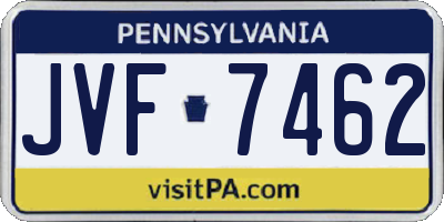 PA license plate JVF7462