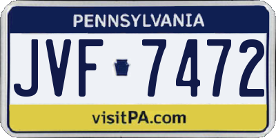 PA license plate JVF7472