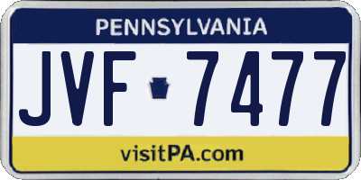 PA license plate JVF7477