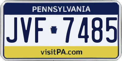 PA license plate JVF7485
