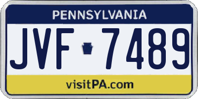 PA license plate JVF7489