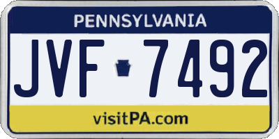 PA license plate JVF7492