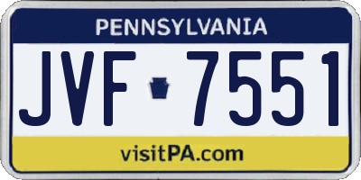 PA license plate JVF7551