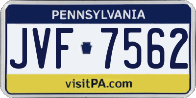 PA license plate JVF7562