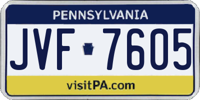 PA license plate JVF7605