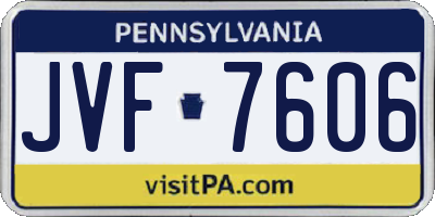 PA license plate JVF7606