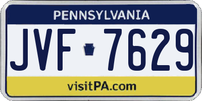 PA license plate JVF7629
