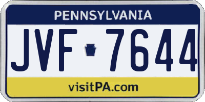 PA license plate JVF7644