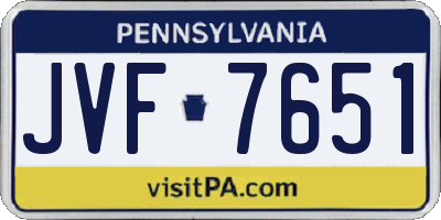 PA license plate JVF7651