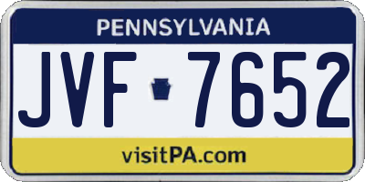 PA license plate JVF7652