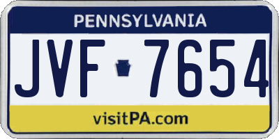 PA license plate JVF7654