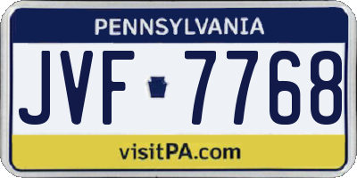 PA license plate JVF7768