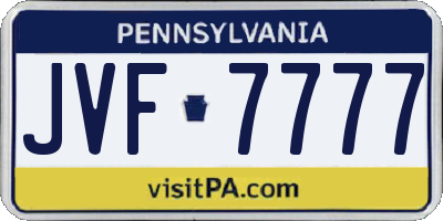PA license plate JVF7777
