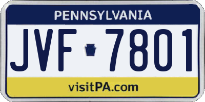 PA license plate JVF7801