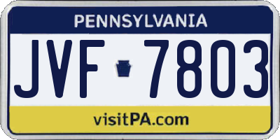 PA license plate JVF7803