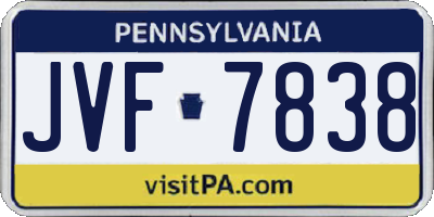 PA license plate JVF7838