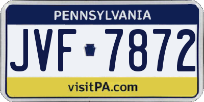 PA license plate JVF7872