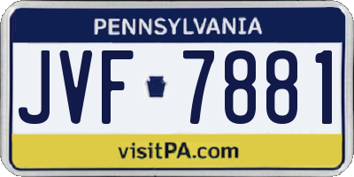 PA license plate JVF7881