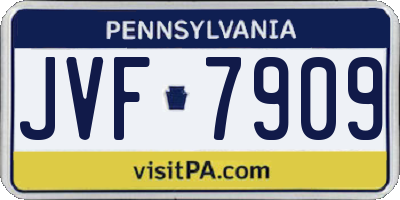 PA license plate JVF7909