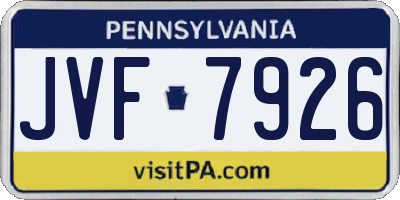 PA license plate JVF7926