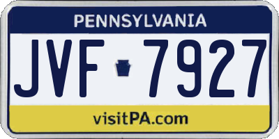 PA license plate JVF7927