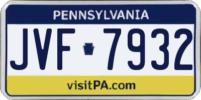 PA license plate JVF7932