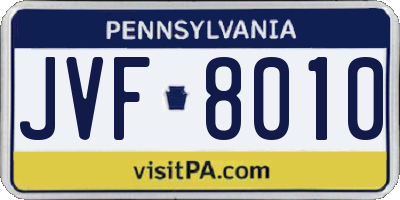 PA license plate JVF8010