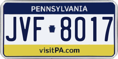 PA license plate JVF8017