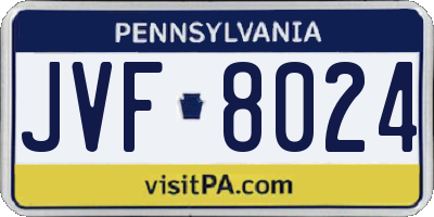 PA license plate JVF8024