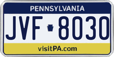 PA license plate JVF8030