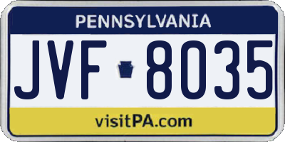 PA license plate JVF8035