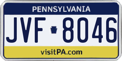 PA license plate JVF8046