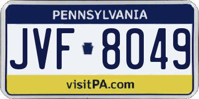 PA license plate JVF8049