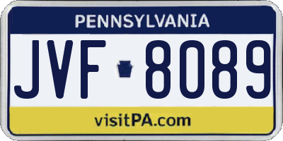 PA license plate JVF8089