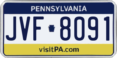 PA license plate JVF8091