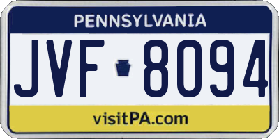 PA license plate JVF8094
