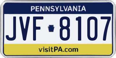 PA license plate JVF8107