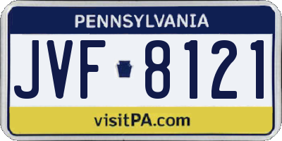 PA license plate JVF8121