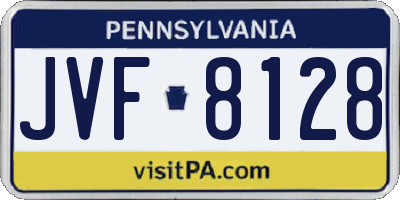 PA license plate JVF8128