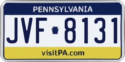 PA license plate JVF8131