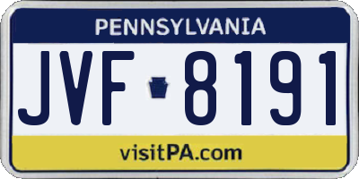 PA license plate JVF8191
