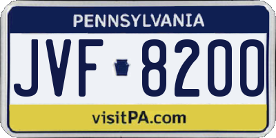 PA license plate JVF8200