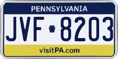 PA license plate JVF8203