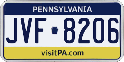 PA license plate JVF8206