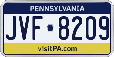 PA license plate JVF8209