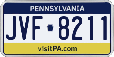 PA license plate JVF8211