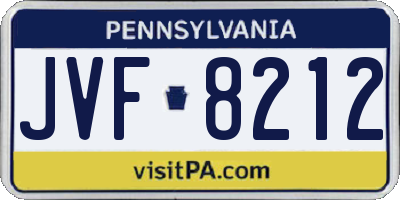 PA license plate JVF8212